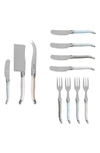 French Home Laguiole 11-piece Cheese Flatware Set In Pearlized Multicolor