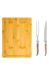 French Home Laguiole Carving Board & Tools Set In Olive Wood/ Brown