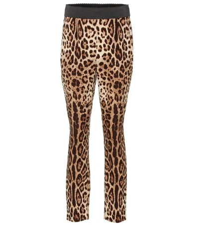 Dolce & Gabbana Leopard Stretch Silk Cady Leggings
