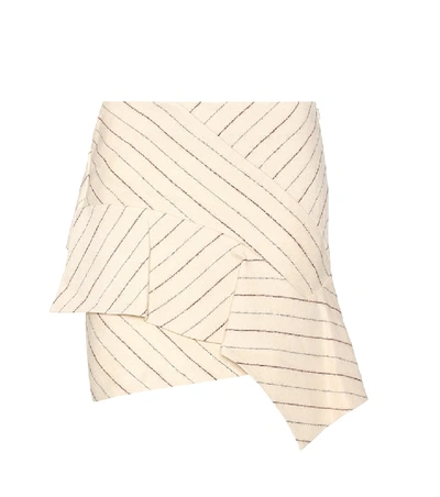 Isabel Marant Kimura Asymmetric Pinstriped Linen And Wool-blend Mini Skirt In Beige