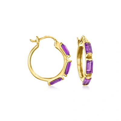Rs Pure By Ross-simons Amethyst Hoop Earrings In 14kt Yellow Gold In Purple
