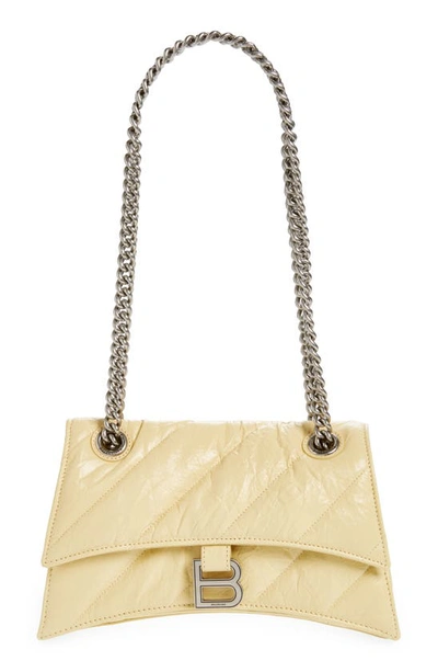 Balenciaga Small Crush Quilted Leather Crossbody Bag In Butter Yellow