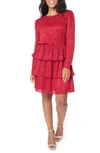 Gibsonlook Long Sleeve Tiered Lace Dress In Ruby Red
