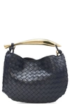Bottega Veneta Small Sardine Leather Top-handle Bag In Space/ Brass