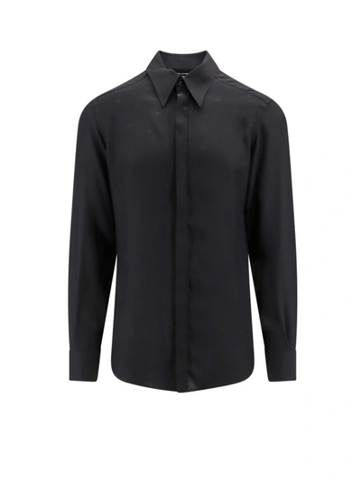 Dolce & Gabbana Silk-wool Blend Shirt In Black