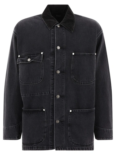 Orslow Loose Denim Overshirt In Black