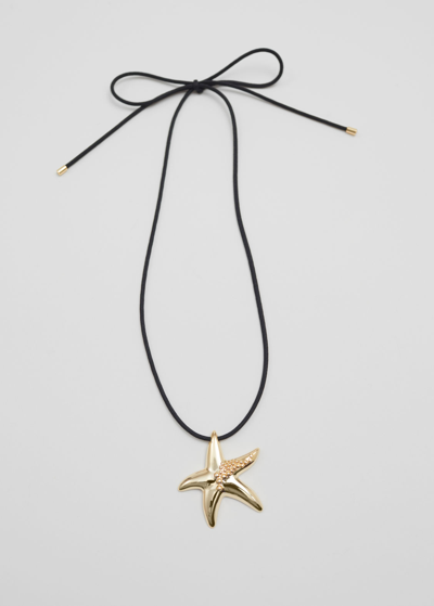 Other Stories Starfish Cord Necklace In Black