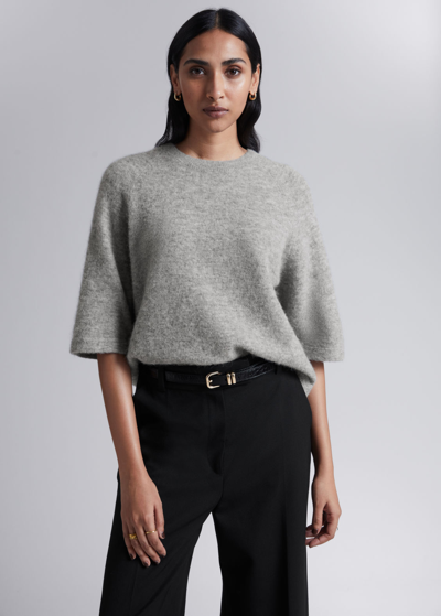 Other Stories Knit T-shirt In Grey
