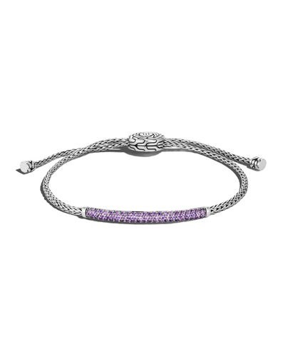 John Hardy Silver Amethyst Classic Chain Station Bracelet In Metallic