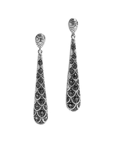 John Hardy Naga Silver Black Sapphire Lava Earrings In Metallic