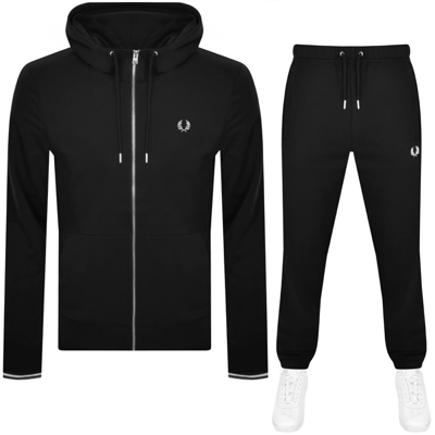 Fred Perry Tipped Hooded Zip Tracksuit Black