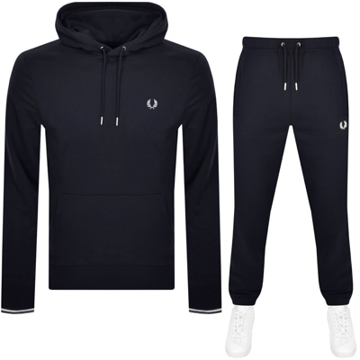 Fred Perry Tipped Hooded Tracksuit Navy