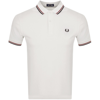 Fred Perry Short Sleeve Twin Tipped Polo Shirt Light Ecru Silver Cinnamon In White