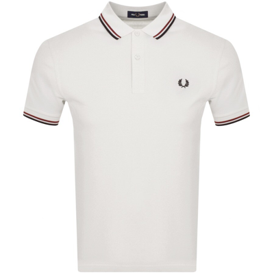 FRED PERRY FRED PERRY TWIN TIPPED POLO T SHIRT WHITE