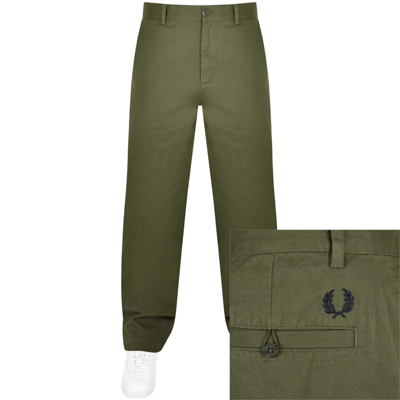 Fred Perry Straight Leg Twill Trousers Green