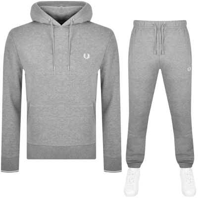 Fred Perry Tipped Hooded Tracksuit Grey