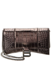 BALENCIAGA Balenciaga Hourglass Croc-Embossed Leather Wallet On Chain