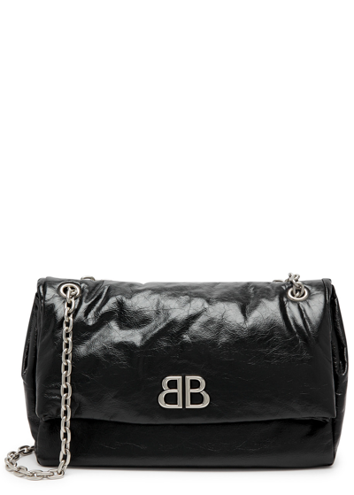Balenciaga Monaco Medium Leather Shoulder Bag In Black