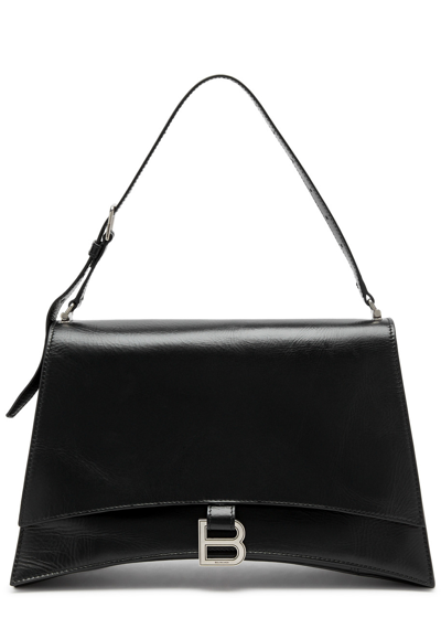 Balenciaga Crush Sling Medium Leather Shoulder Bag In Black