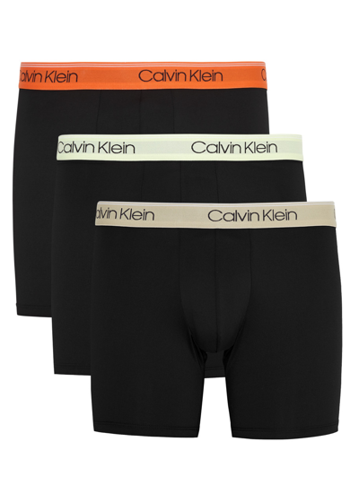 Calvin Klein Logo Stretch-jersey Boxer Briefs In Black