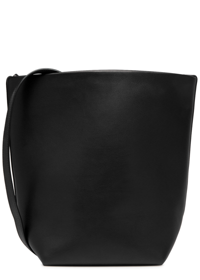 The Row N/s Medium Leather Tote In Black