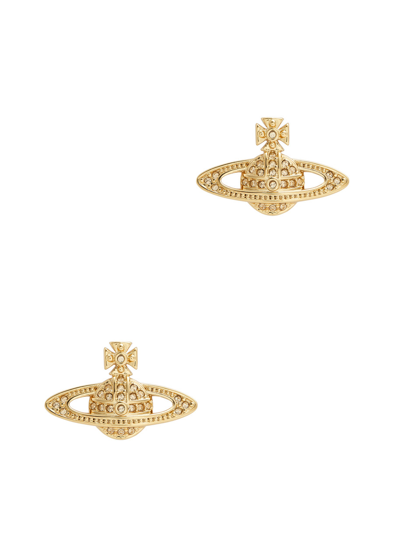 Vivienne Westwood Mini Bas Relief Orb Stud Earrings, Earrings, Gold