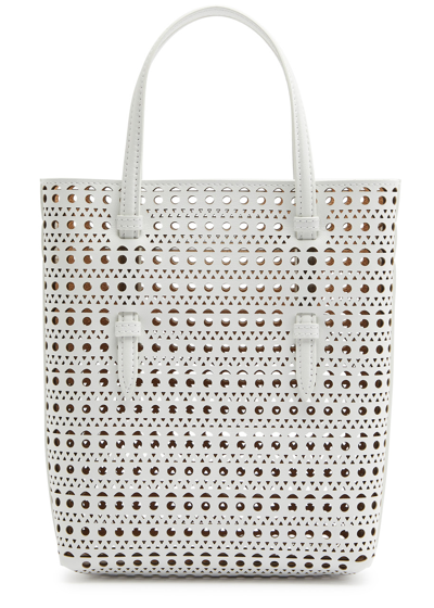 Alaïa Mina Laser-cut Leather Tote In White