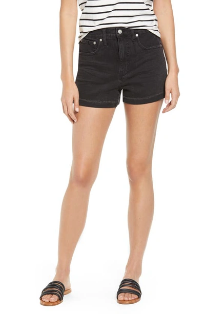 Madewell High Waist Raw Hem Denim Shorts In Lunar Wash