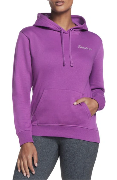 Skechers Women's Signature Pullover Hoodie In Purple/ Hot Pink