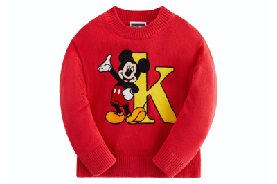 Pre-owned Kith X Disney Kids Mickey & Friends Mickey K Crewneck Sweater Fame
