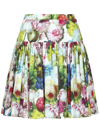 Dolce & Gabbana Mini Multicolor Skirt With All-over Floreal Print In Cotton Woman In Multicolour