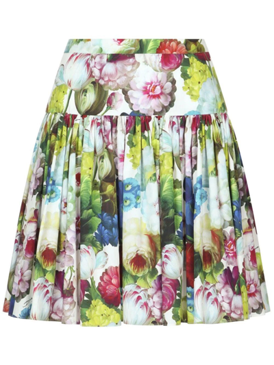 Dolce & Gabbana Pleated Floral Skirt In Multicolour