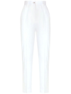 Dolce & Gabbana High-waisted Gabardine Trousers In White