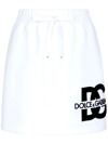 Dolce & Gabbana Minigonna In Jersey Con Patch Logo Dg In White