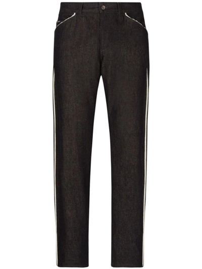Dolce & Gabbana Denim With Contrasting Trim In Negro