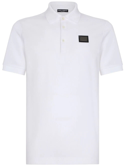 Dolce & Gabbana Polo With Logo Tag In White