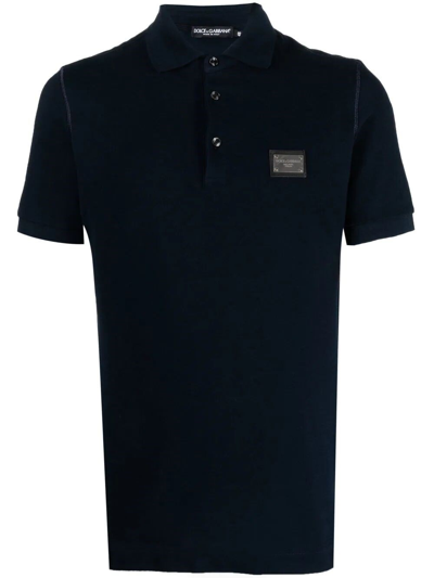 Dolce & Gabbana Polo With Logo Tag In Blue