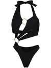 Louisa Ballou Sex Wax Halterneck Cutout Swimsuit In Black