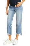 1822 DENIM OVER THE BUMP FRAYED ANKLE STRAIGHT LEG MATERNITY JEANS