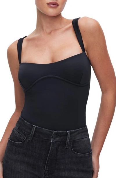 Good American Sweetheart Scuba Bodysuit In Black