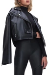 GOOD AMERICAN FAUX LEATHER CROP MOTO JACKET