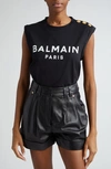 Balmain Logo Tank Top In Black