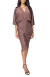 Gibsonlook Glamour Metallic Ruched Minidress In Bronze