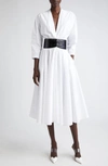 ALAÏA ALAÏA BELTED POPLIN MIDI DRESS