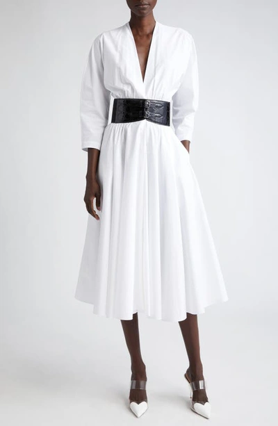 Alaïa Cotton Midi Dress In White