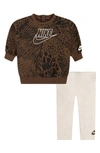 Nike "home Swoosh Home" Crew Set Baby 2-piece Set In Pale Ivory Heather