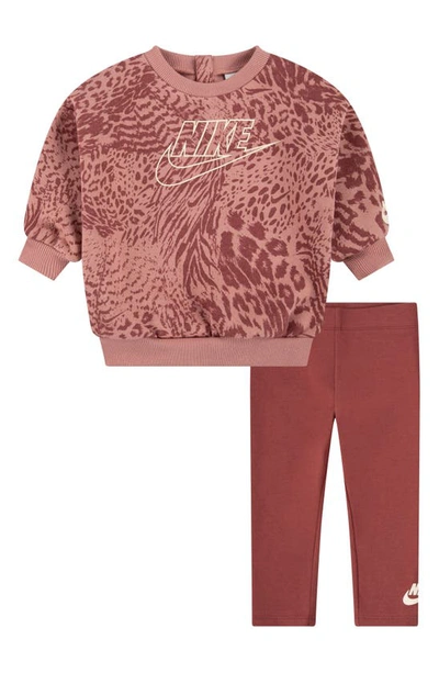 Nike "home Swoosh Home" Crew Set Baby 2-piece Set In Cedar
