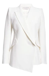 Alexander Mcqueen White Single-breasted Asymmetrical Blazer In Light Ivory