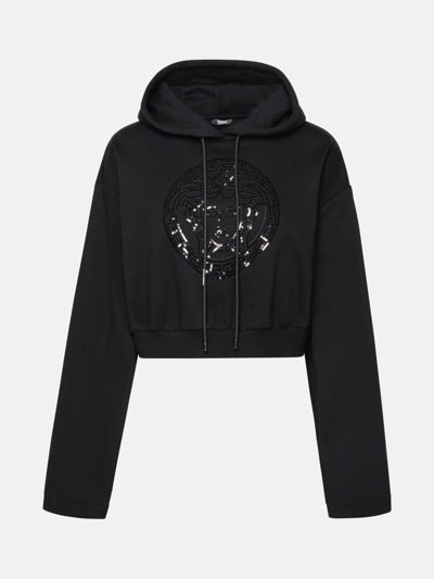 Versace 'medusa' Black Cotton Sweatshirt