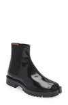 Maison Margiela Man Black Leather Tabi County Chelsea Ankle Boots In Brown